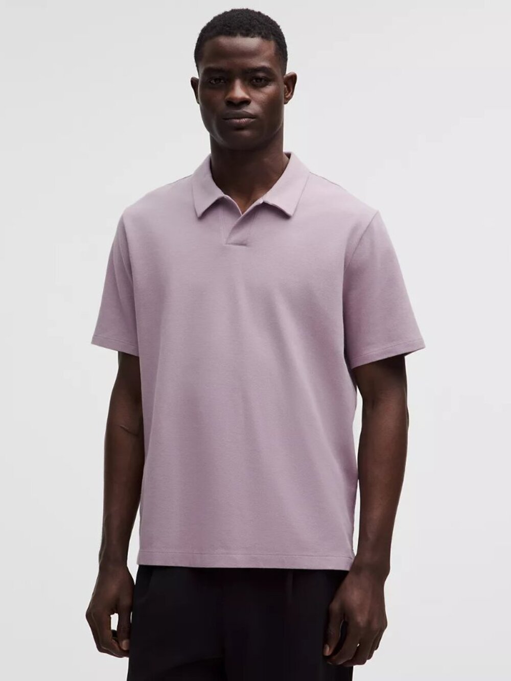 Lulu Lemon Lotus Lavender Pique Performer Johnny-Collar Short-Sleeve Shirt MEDIU